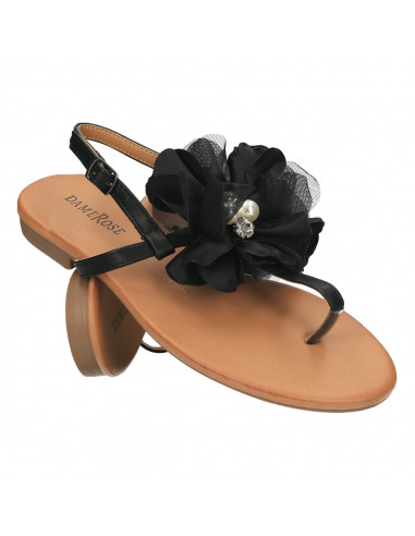 Sandale flip flops, cu floare mare