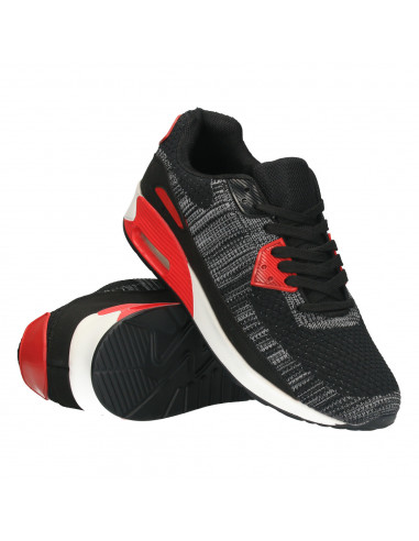 Pantofi sport barbati, negru cu rosu