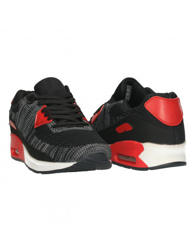 Pantofi sport barbati, negru cu rosu