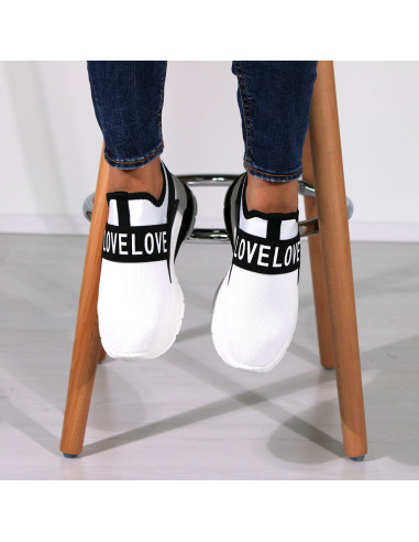 Sneakers albi, LOVE, pentru femei