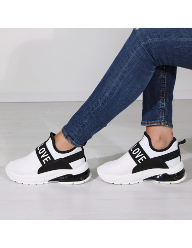 Sneakers albi, LOVE, pentru femei