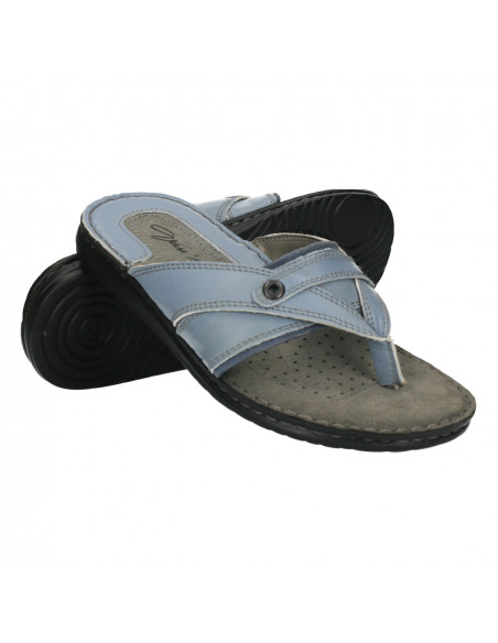 Saboti barbati flip flop, piele, blue