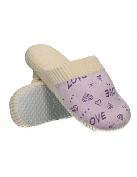 Papuci de casa, femei, inscriptie LOVE