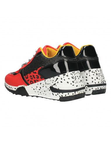 Sneakers rosu cu negru, animal print