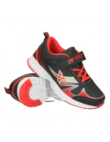 Pantofi sport copii, negru cu rosu