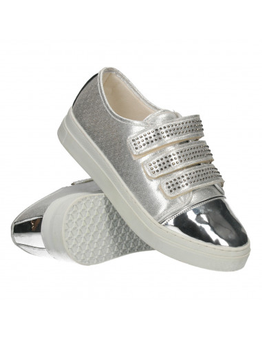 Sneakers glami, argintii, cu strasuri