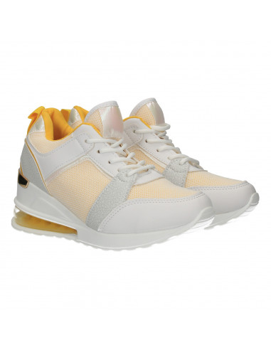 Sneakers dama cu talpa inalta, culoare alba