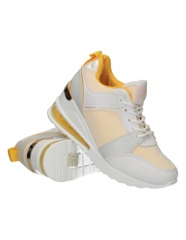 Sneakers dama cu talpa inalta, culoare alba