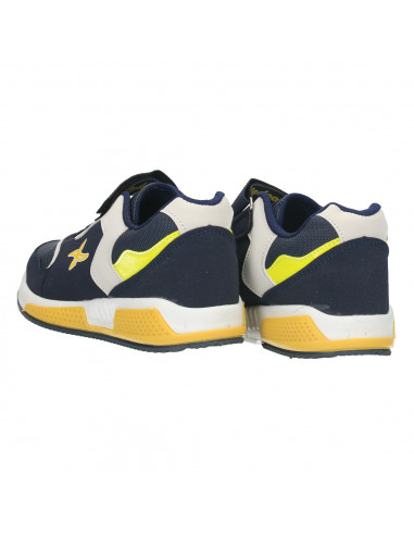 Sneakers copii, culori bleumarin cu galben