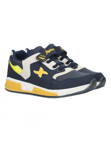 Sneakers copii, culori bleumarin cu galben