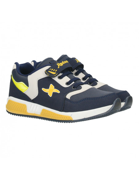 Sneakers copii, culori bleumarin cu galben