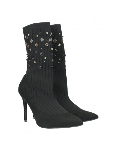 Botine trendy, cu tricot si toc inalt