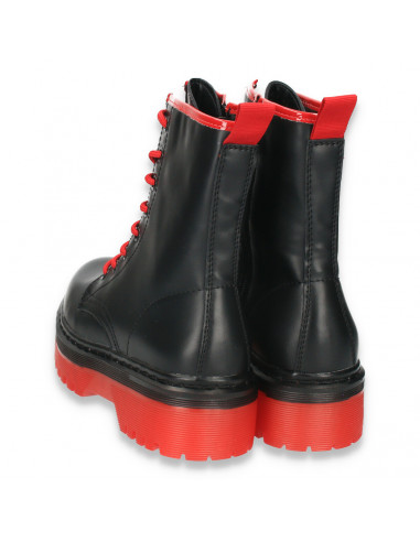 Ghete stil gothic, pentru femei, cu talpa inalta, negru-rosu