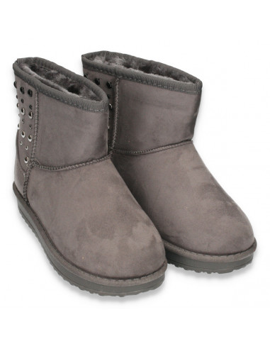 Cizme scurte fete, tip UGG, cu aplicatii metalice