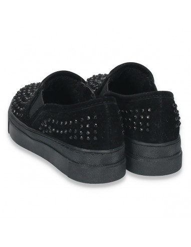 Pantofi casual pentru fetite, cu strasuri negre