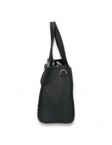 Poseta office dama, cu imprimeu croco, neagra - M90