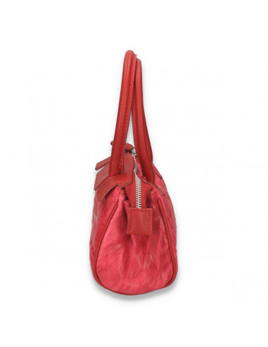 Poseta mica, de mana, imprimeu creponat, fucsia - M100