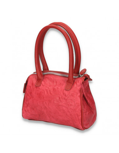 Poseta mica, de mana, imprimeu creponat, fucsia - M100