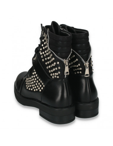 Ghete dama, stil gothic, cu tinte metalice, negre - W2