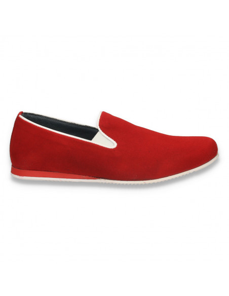 Pantofi fashion barbati, din piele intoarsa, rosii - W22