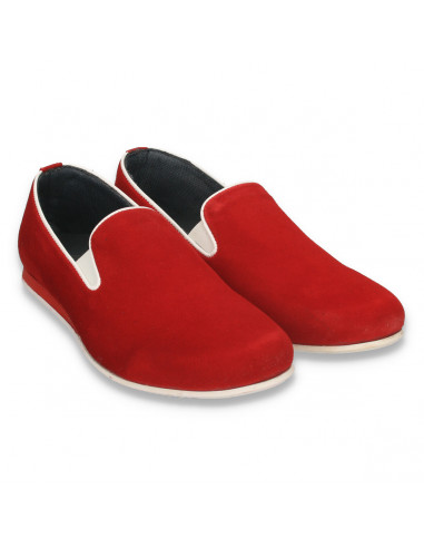 Pantofi fashion barbati, din piele intoarsa, rosii - W22