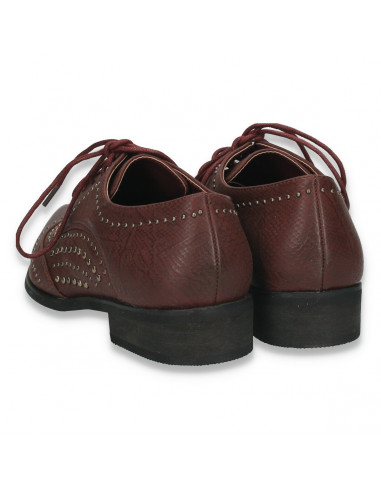 Pantofi casual dama, cu tinte metalice si varf ascutit, bordeaux - W52