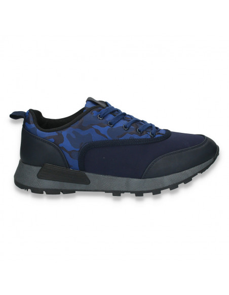 Sneakers pentru barbati, cu imprimeu stil army, bleumarin - W59
