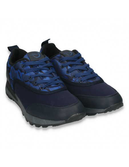 Sneakers pentru barbati, cu imprimeu stil army, bleumarin - W59