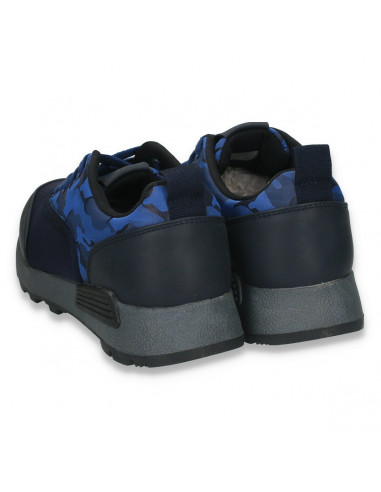 Sneakers pentru barbati, cu imprimeu stil army, bleumarin - W59