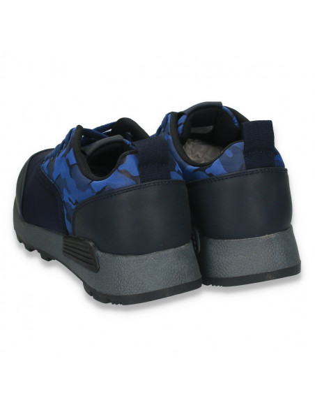Sneakers pentru barbati, cu imprimeu stil army, bleumarin - W59