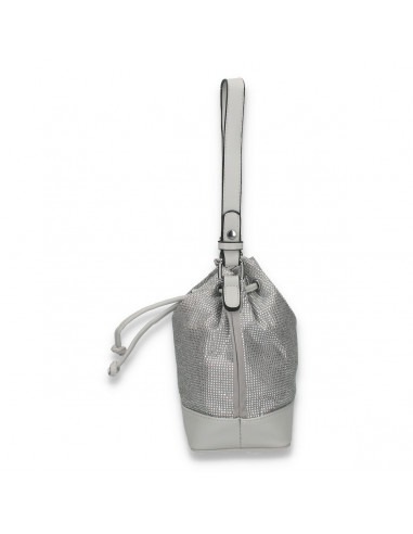 Geanta glami, tip saculet, cu strasuri, gri - M204