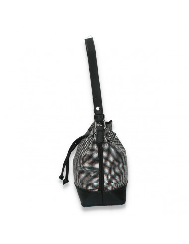 Geanta glami, tip saculet, cu strasuri, negru - M205