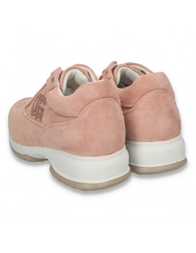 Sneakers dama, casual, imitatie velur, roz - W74