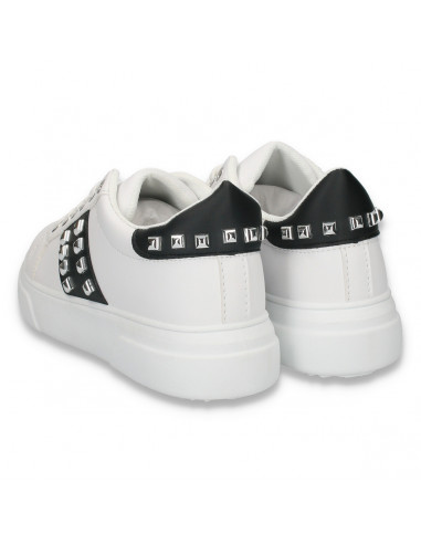 Sneakers dama casual, cu tinte, alb-negru - W80