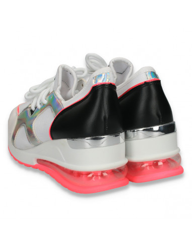 Pantofi sport femei, cu talpa inalta, alb-fucsia - W93