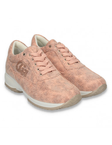 Sneakers dama, casual, imitatie velur, roz - W95
