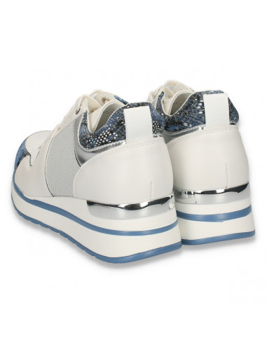 Sneakers moderni, pentru femei, alb-albastru - W140