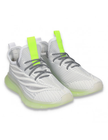 Pantofi sport pentru femei , din material textil, alb-gri - W162