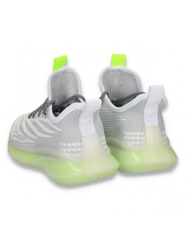 Pantofi sport pentru femei , din material textil, alb-gri - W162