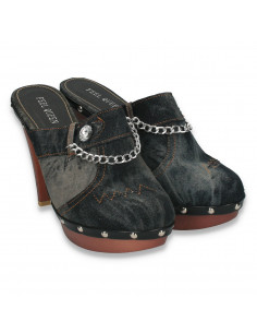 Saboti jeans, cu toc si platforma, pentru dama, gri - LS563 2