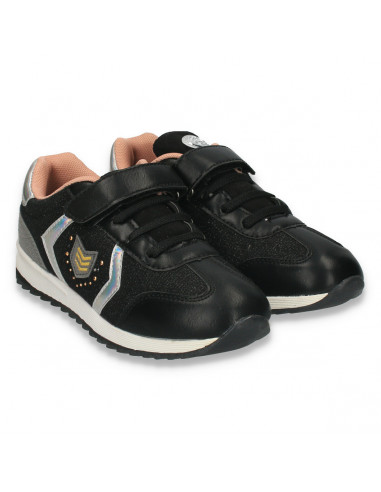 Sneakers fashion pentru fete, cu sclipici, negru - W210
