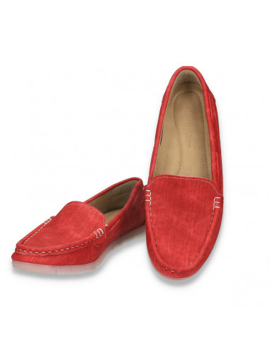 Mocasini dama din jeans, rosu - W253