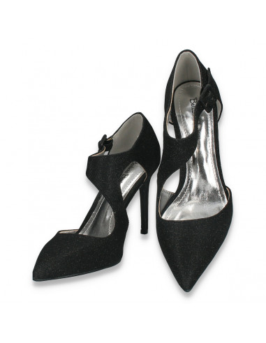 Pantofi eleganti, pentru dama, din lurex, negri - W292