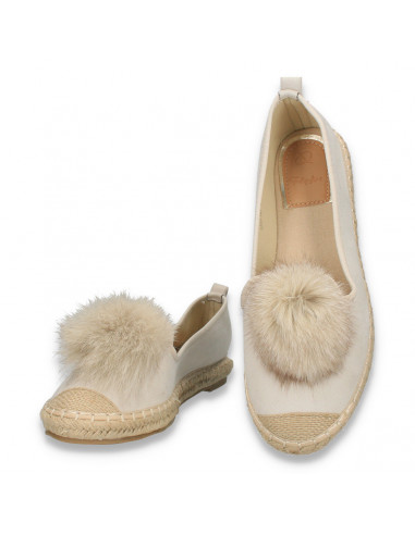 Espadrile din material textil, cu blanita, bej - W339