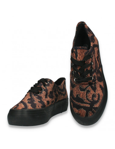 Pantofi dama, din catifea, cu talpa inalta, maro - W385