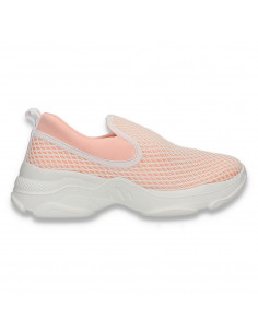 Sneakers sport, slip-on, pentru femei, alb-roz - W433