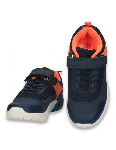 Incaltaminte sport, pentru baieti, bleumarin-portocaliu - W536