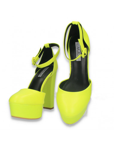Pantofi femei extravaganti, cu toc inalt, verde neon - W573