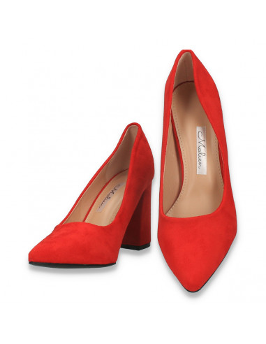 Pantofi eleganti, cu toc gros, rosii - W580