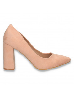 Pantofi eleganti, cu toc gros, roz - W582